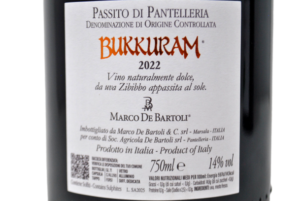 PASSITO DI PANTELLERIA DOC "BUKKURAM SOLE D'AGOSTO" 0,75 L 2022 - MARCO DE BARTOLI