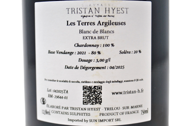 CHAMPAGNE EXTRA BRUT BLANC DE BLANCS "LES TERRES ARGILEUSES" BASE 2021 - TRISTAN HYEST