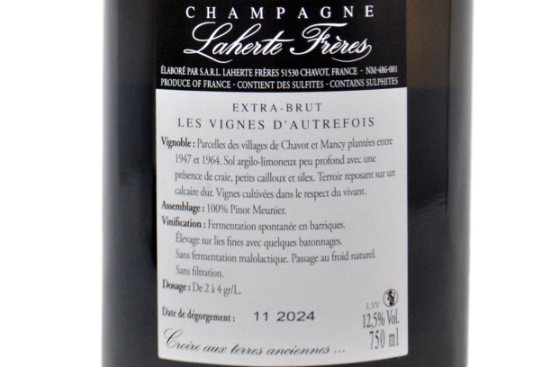 CHAMPAGNE BLANC DE MEUNIER EXTRA BRUT "LES VIGNES D'AUTREFOIS - VIEILLES VIGNES DE MEUNIER" 2021 - LAHERTE FRÈRES
