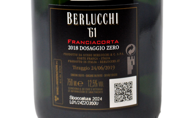 FRANCIACORTA DOCG DOSAGGIO ZERO "NATURE '61" 2018 - BERLUCCHI