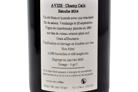 CHAMPAGNE EXTRA BRUT AVIZE “CHAMP CAIN” 2014 - JACQUESSON