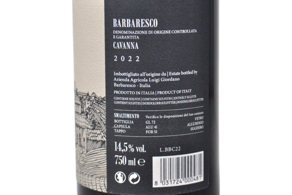 BARBARESCO DOCG "CAVANNA" 2022 - LUIGI GIORDANO