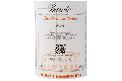 BAROLO DOCG "SAN LORENZO DI VERDUNO" 2021 - FRATELLI ALESSANDRIA