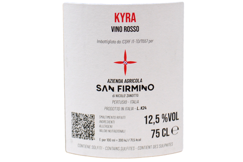 VINO ROSSO (PREVALENZA CHATUS) "KYRA" 2024 - AZIENDA AGRICOLA SAN FIRMINO