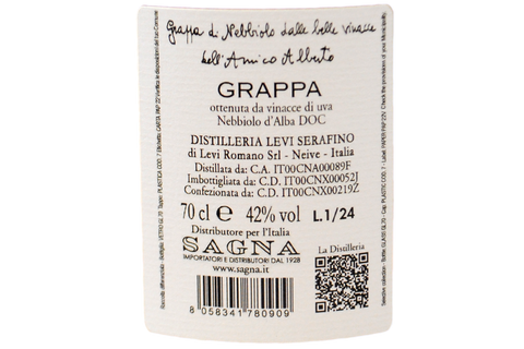 GRAPPA DI NEBBIOLO "DALLE BELLE VINACCE DELL'AMICO ALBERTO" IN ASTUCCIO - DISTILLERIA LEVI SERAFINO