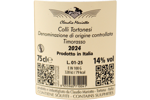 COLLI TORTONESI DOC DERTHONA TIMORASSO 2024 - CLAUDIO MARIOTTO