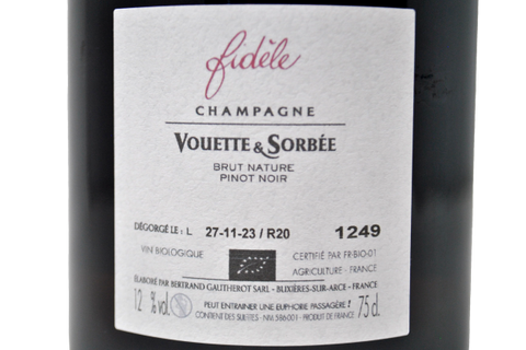 CHAMPAGNE BRUT NATURE "FIDELE" - VOUETTE &amp; SORBEE