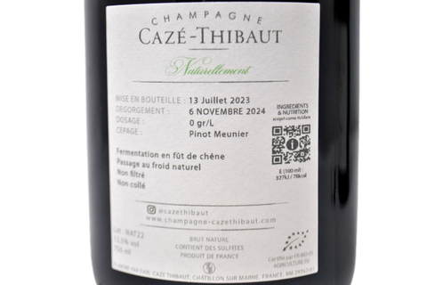 CHAMPAGNE BLANC DE MEUNIER NATURE "NATURELLEMENT" - CAZE THIBAUT