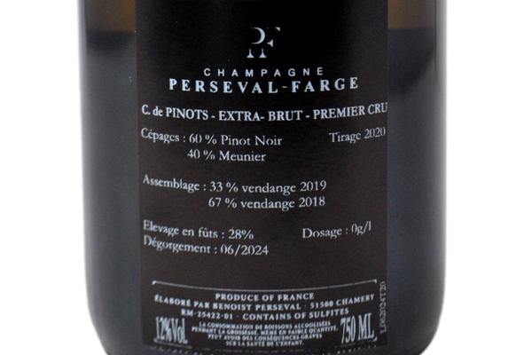 CHAMPAGNE ZÉRO DOSAGE EXTRA BRUT CHAMERY PREMIER CRU "CUVÉE DE PINOTS" - PERSEVAL-FARGE