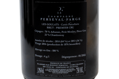 CHAMPAGNE BRUT CHAMERY PREMIER CRU "LES GOULATS-CUVÉE PARCELAIRE" (1076 BOTTIGLIE PRODOTTE) - PERSEVAL-FARGE