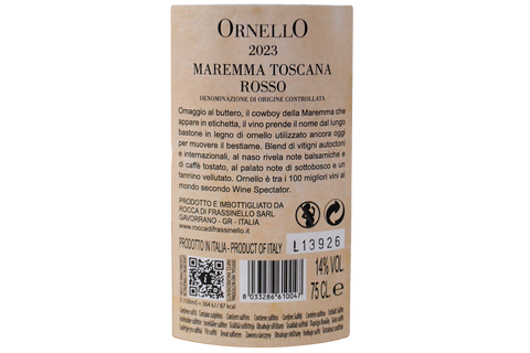 MAREMMA TOSCANA ROSSO DOC "ORNELLO" 2023 - CASTELLARE DI CASTELLINA
