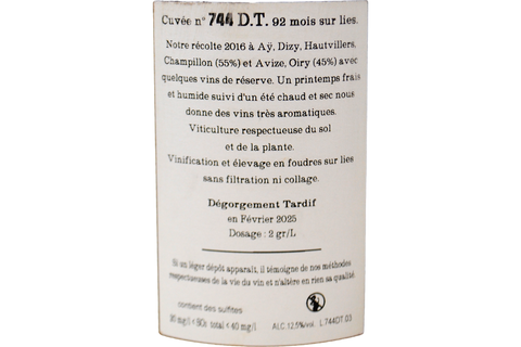 CHAMPAGNE EXTRA BRUT "CUVÉE N°744 DÉGORGEMENT TARDIF (FEBBRAIO 2025)" - JACQUESSON
