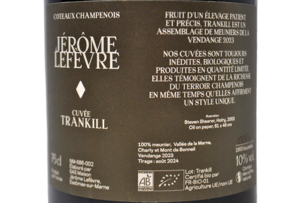 COTEAUX CHAMPENOIS BLANC 100% MEUNIER "CUVÉE TRANKILL" VENDEMMIA 2023 - JÉROME LEFEVRE