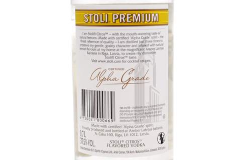 CITROS FLAVORED PREMIUM VODKA "STOLI®" - STOLICHNAYA