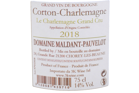 CORTON-CHARLEMAGNE GRAND CRU "LE CHARLEMAGNE" 2018 - DOMAINE MALDANT PAUVELOT