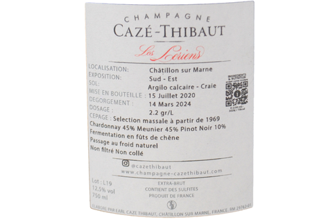 CHAMPAGNE EXTRA BRUT "LES LERIENS" 2016 (1248 BOUTEILLES PRODUITES) - CAZE THIBAUT