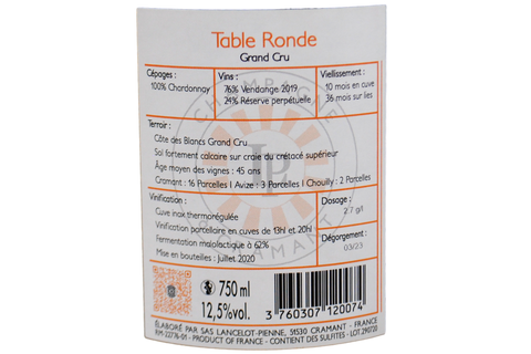 CHAMPAGNE EXTRA BRUT BLANC DE BLANCS GRAND CRU "TABLE RONDE" - LANCELOT-PIENNE