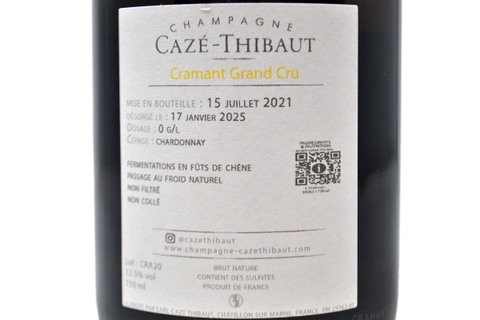 CHAMPAGNE EXTRA BRUT "LES LERIENS" 2016 (1248 BOUTEILLES PRODUITES) - CAZE THIBAUT