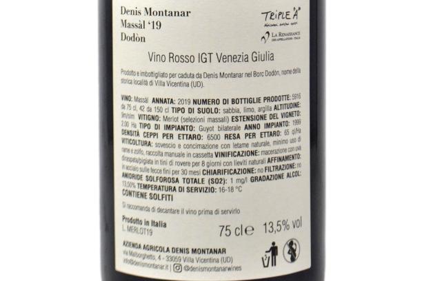 VENEZIA GIULIA IGT MERLOT "MASSÀL DODÒN" 2019 - DENIS MONTANAR