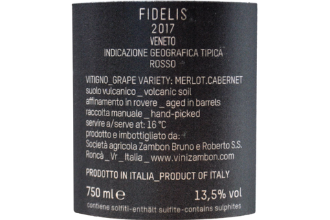 VENETO IGT ROSSO "FIDELIS" 2017 - ZAMBON VULCANO