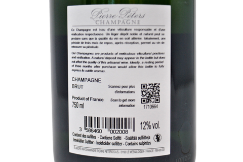 CHAMPAGNE BLANC GRAND CRU À LE MESNIL SUR OGER BRUT BLANC DE BLANCS - PIERRE PÉTERS