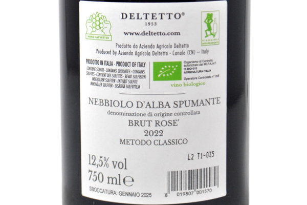 METODO CLASSICO NEBBIOLO D'ALBA DOC BRUT ROSE' DE NOIRS 2022 - DELTETTO