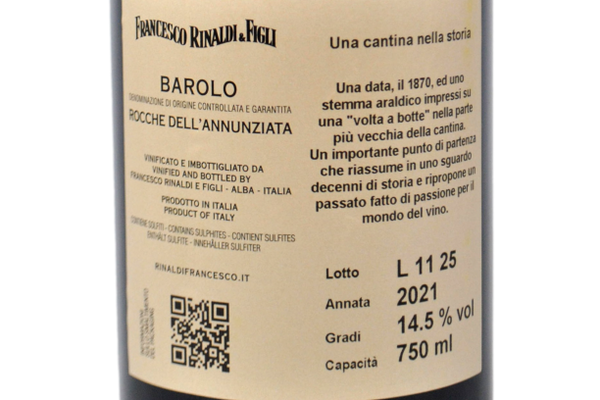 BAROLO DOCG "ROCCHE DELL'ANNUNZIATA" 2021 - FRANCESCO RINALDI & FIGLI