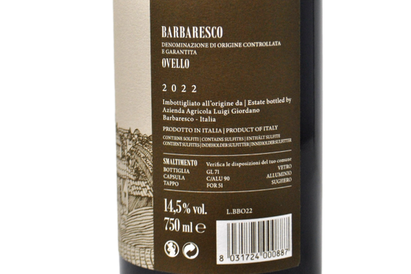 BARBARESCO DOCG "OVELLO" 2022 - LUIGI GIORDANO
