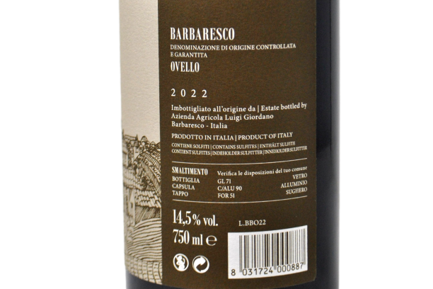 BARBARESCO DOCG "OVELLO" 2022 - LUIGI GIORDANO