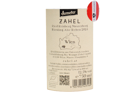 RIED KALKSBURGER REISBERG MAURERBERG RIESLING ALTE REBEN 2024 DEMETER - ZAHEL