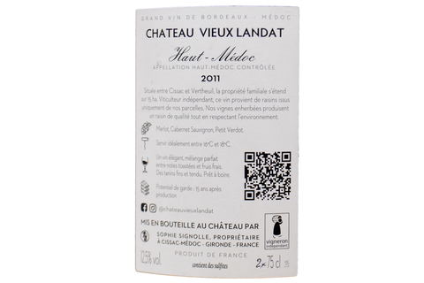 HAUT-MEDOC AOC 2011 MAGNUM - CHATEAU VIEUX LANDAT