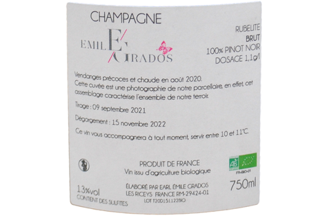 CHAMPAGNE BRUT 100% PINOT NOIR "RUBÉLITE - LES RICEYS" - ÉMILE GRADOS
