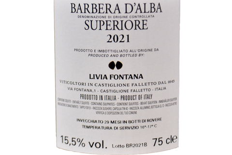 BARBERA D'ALBA DOC SUPERIORE 2021 - LIVIA FONTANA