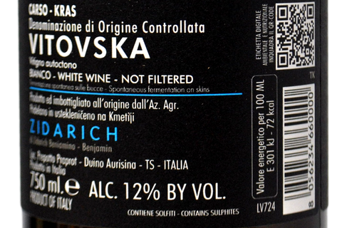 CARSO BIANCO DOC NON FILTRATO VITOVSKA 2022 - ZIDARICH