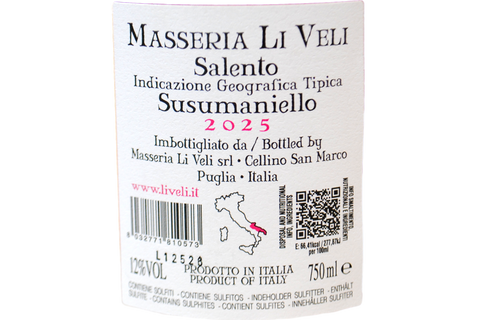 SALENTO IGT ROSATO "SUSUMANIELLO" 2025 - MASSERIA LI VELI
