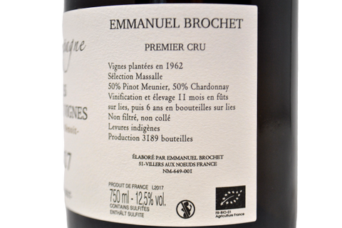 CHAMPAGNE EXTRA BRUT PREMIER CRU BIOLOGICO "LES HAUTES VIGNES - LE MONT BENOIT" 2017 - EMMANUEL BROCHET