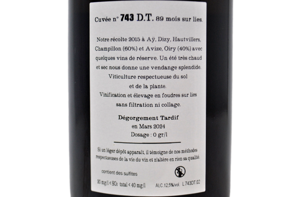 CHAMPAGNE EXTRA BRUT "CUVÉE N°743 DÉGORGEMENT TARDIF (MARZO 2024)" - JACQUESSON