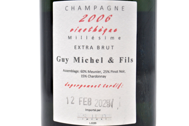 CHAMPAGNE EXTRA BRUT "VINOTHEQUE" 2006 - SBOCCATURA 12 FEBBRAIO 2025 - GUY MICHEL ET FILS