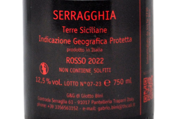 TERRE SICILIANE IGP SERRAGGHIA ROSSO "FANINO" 2022 - GIOTTO BINI