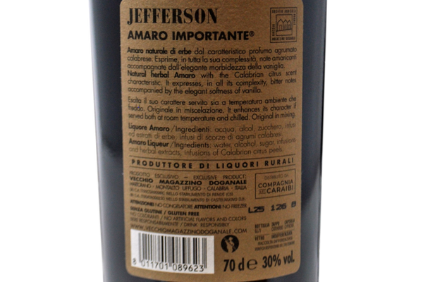 AMARO IMPORTANTE JEFFERSON 1871 TAILOR MADE PACK CON BICCHIERI E SOTTOBICCHIERI - VECCHIO MAGAZZINO DOGANALE