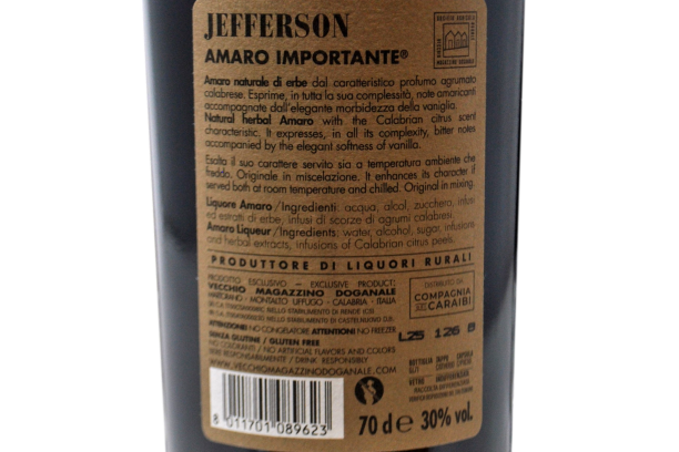 AMARO IMPORTANTE JEFFERSON 1871 TAILOR MADE PACK CON BICCHIERI E SOTTOBICCHIERI - VECCHIO MAGAZZINO DOGANALE