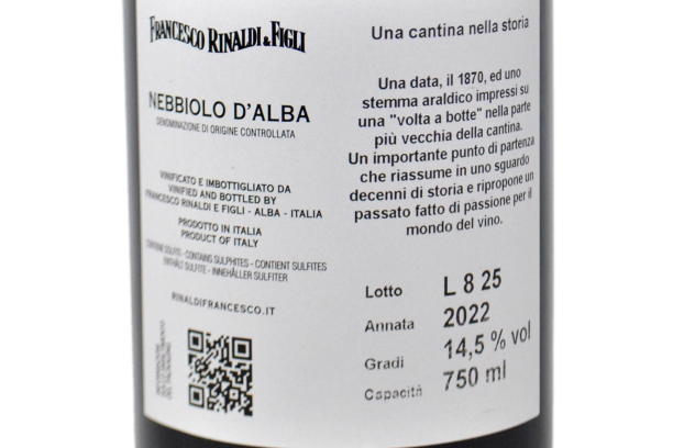 NEBBIOLO D'ALBA DOC 2019 - FRANCESCO RINALDI &amp; SONS