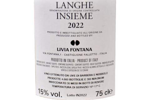 LANGHE ROSSO DOC "INSIEME" 2022 - LIVIA FONTANA