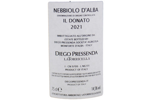 NEBBIOLO D'ALBA DOC "IL DONATO" 2021 - DIEGO PRESSENDA