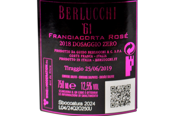 FRANCIACORTA DOCG DOSAGGIO ZERO BLANC DE NOIRS ROSÉ "NATURE '61" 2018 - BERLUCCHI