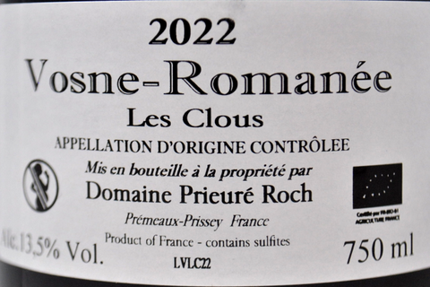 VOSNE-ROMANÉE AOC "LES CLOUS" 2022 - DOMAINE PRIEURÉ ROCH