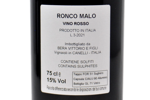 VINO ROSSO "RONCO MALO" 2021 - BERA VITTORIO E FIGLI