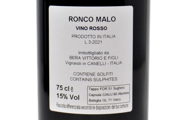 VINO ROSSO "RONCO MALO" 2021 - BERA VITTORIO E FIGLI