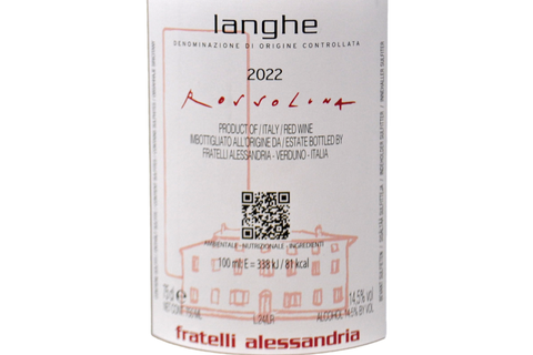 LANGHE ROSSO DOCG "ROSSOLUNA" 2022 - FRATELLI ALESSANDRIA
