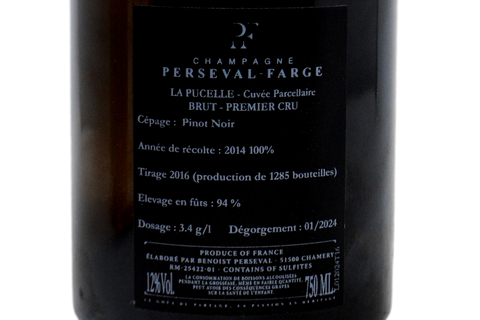 CHAMPAGNE BRUT BLANC DE NOIRS CHAMERY PREMIER CRU "LA PUCELLE-CUVÉE PARCELAIRE" 2014 (1285 BOTTIGLIE PRODOTTE) - PERSEVAL-FARGE